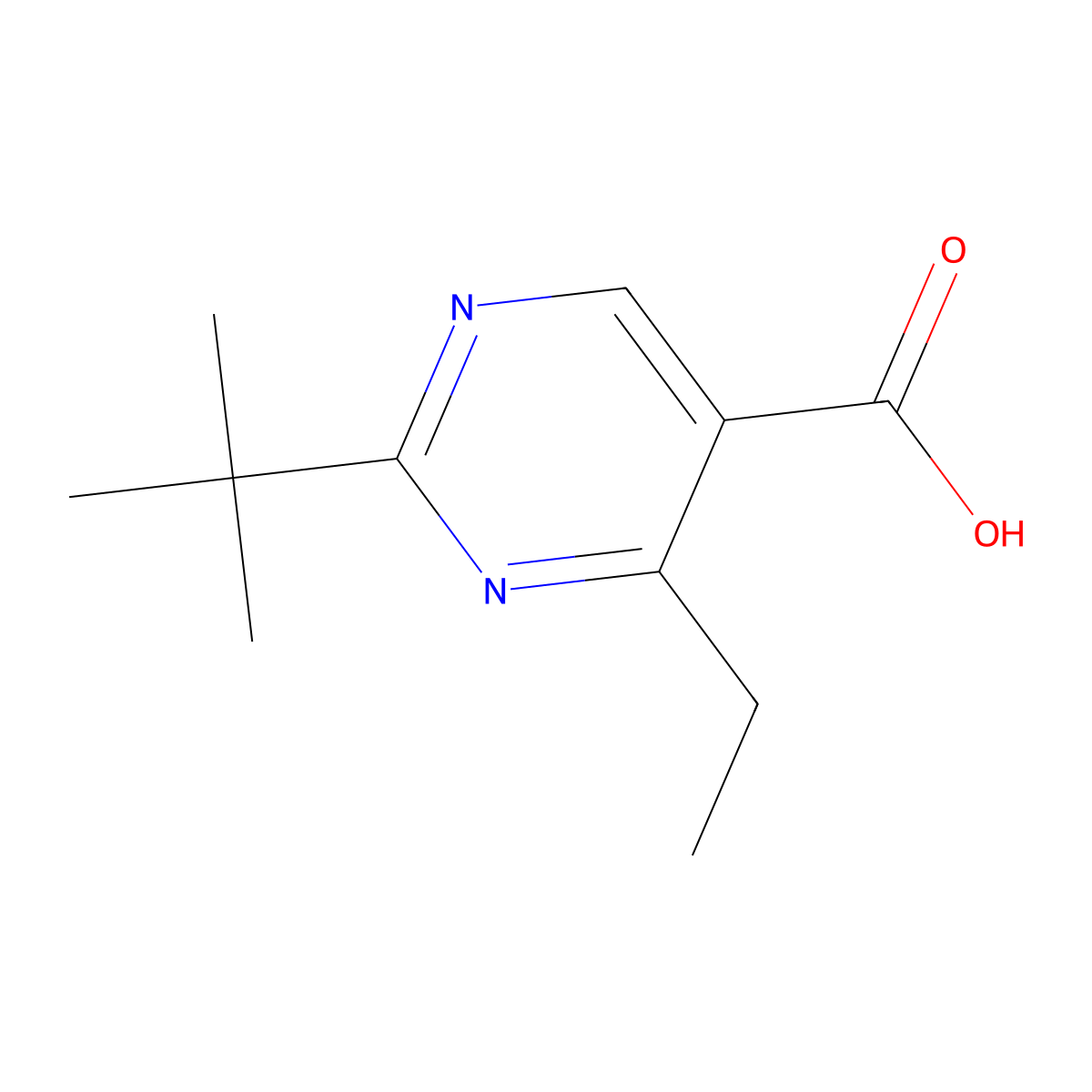 2-Tert-butyl-4-ethylpyrimidine-5-carboxylic acid molecular structure, CAS 1304862-29-0