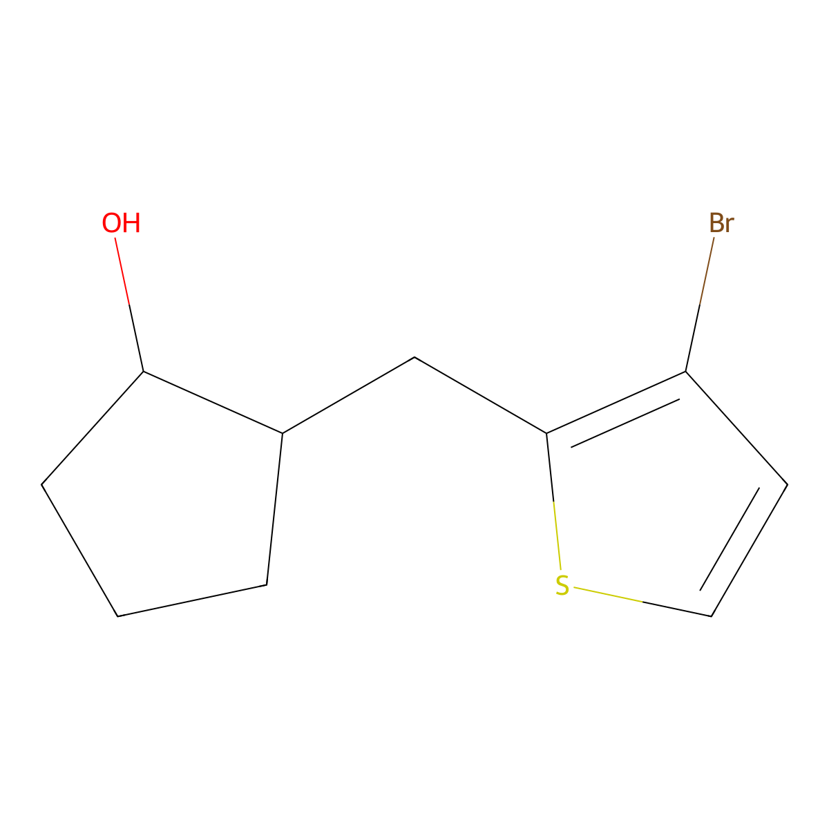 2-[(3-Bromothiophen-2-yl)methyl]cyclopentan-1-ol molecular structure, CAS 1304863-20-4