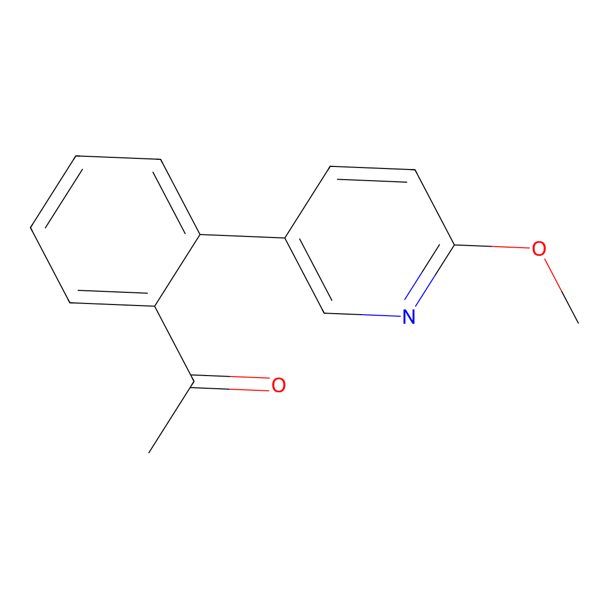 Ethanone, 1-[2-(6-methoxy-3-pyridinyl)phenyl]- molecular structure, CAS 1304866-63-4