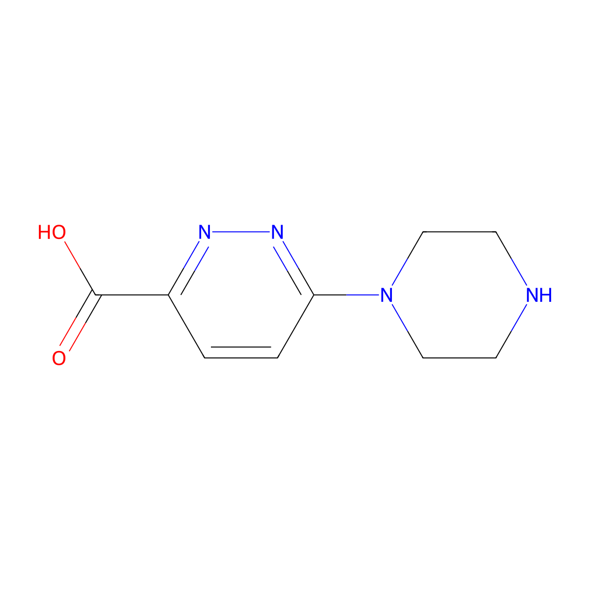 6-(Piperazin-1-yl)pyridazine-3-carboxylic acid molecular structure, CAS 1304876-43-4