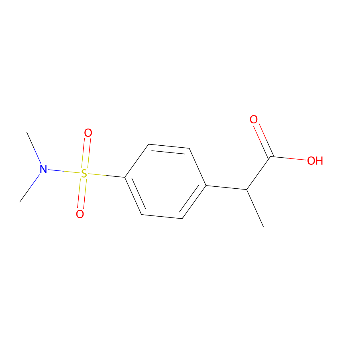 2-(4-(Dimethylsulfamoyl)phenyl)propanoic acid molecular structure, CAS 1304886-37-0