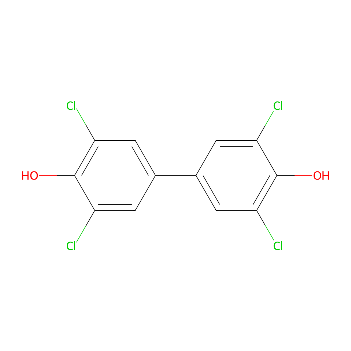 3,3',5,5'-Tetrachloro-4,4'-biphenyldiol molecular structure, CAS 13049-13-3