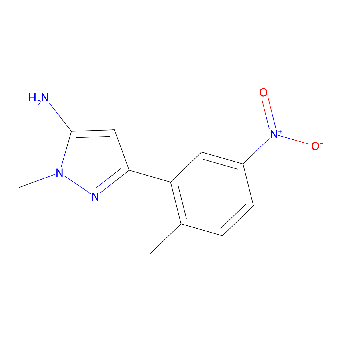 1-Methyl-3-(2-methyl-5-nitrophenyl)-1h-pyrazol-5-amine molecular structure, CAS 1304913-03-8