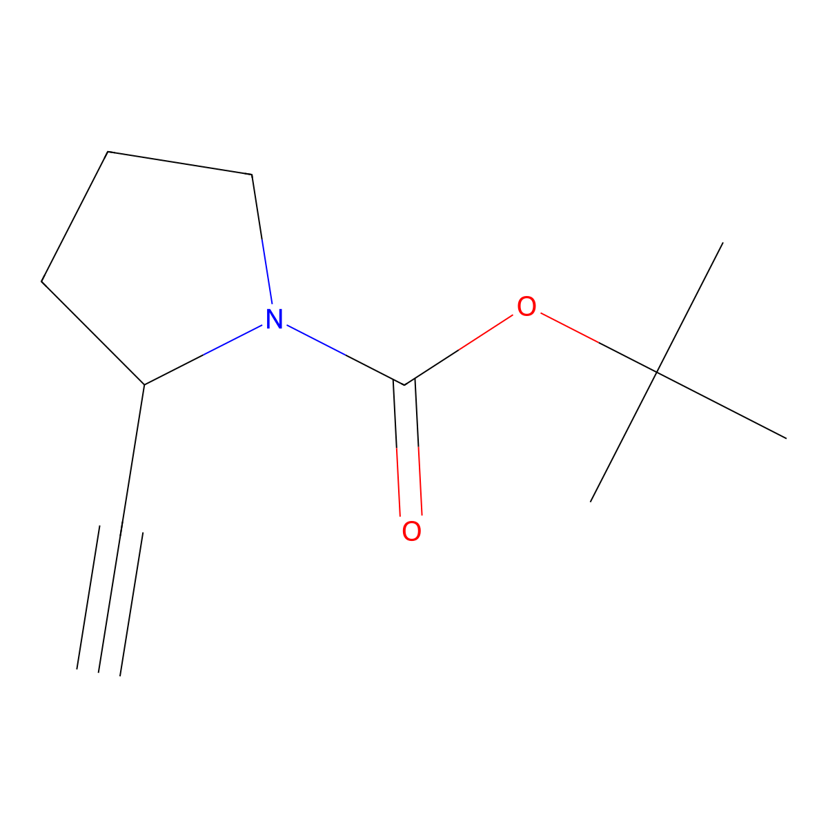 (S)-N-Boc-2-ethynylpyrrolidine molecular structure, CAS 130495-08-8