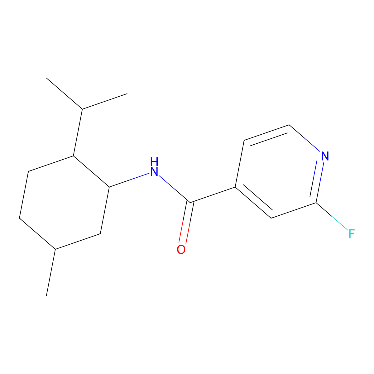 2-fluoro-N-[5-methyl-2-(propan-2-yl)cyclohexyl]pyridine-4-carboxamide molecular structure, CAS 1304962-61-5