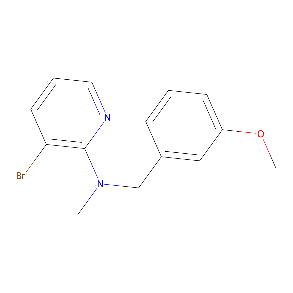 3-bromo-N-[(3-methoxyphenyl)methyl]-N-methylpyridin-2-amine molecular structure, CAS 1304966-23-1