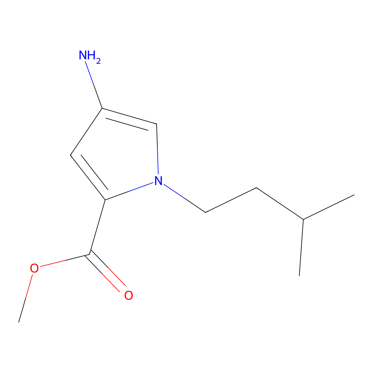 Methyl 4-amino-1-isopentyl-1h-pyrrole-2-carboxylate molecular structure, CAS 1304983-94-5