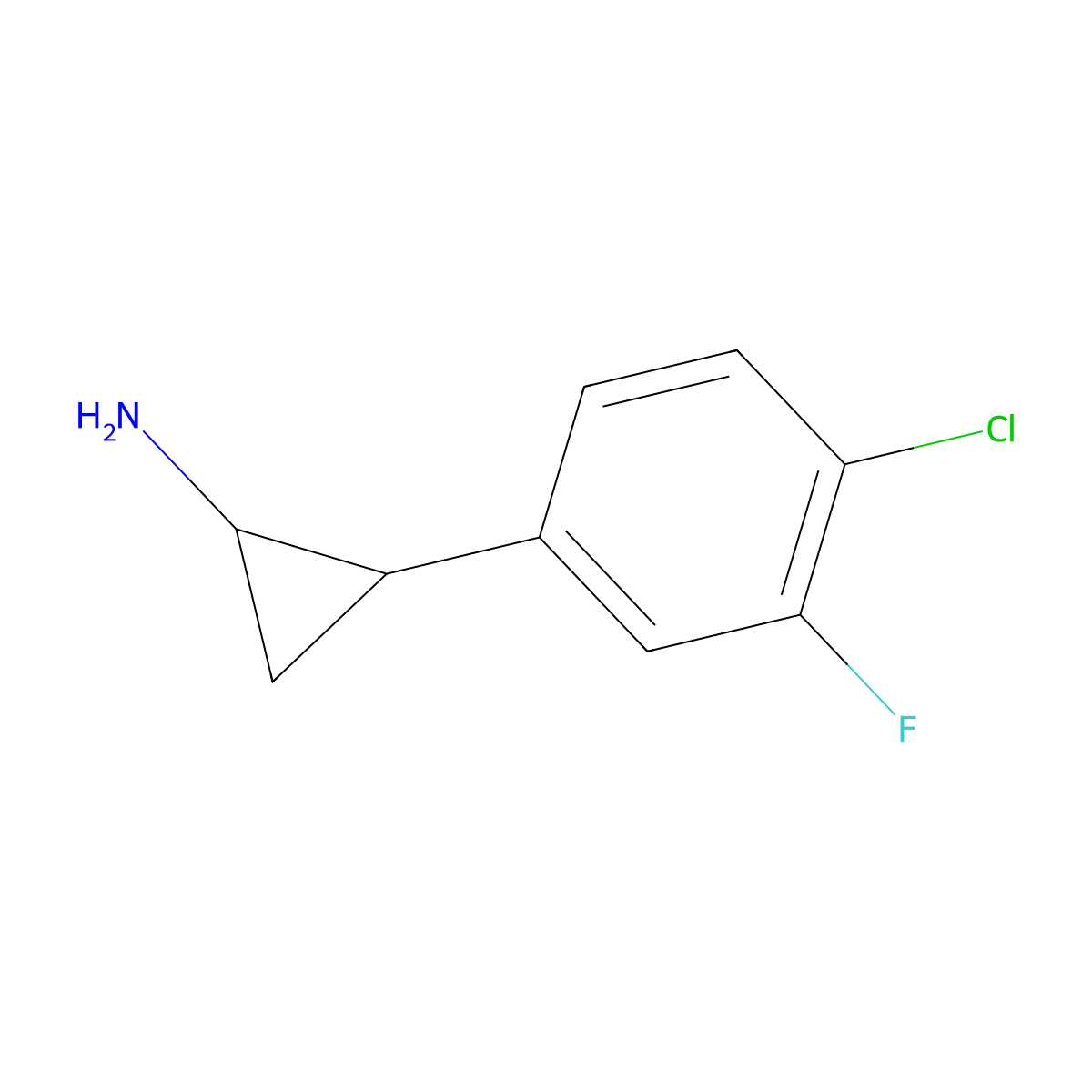 2-(4-Chloro-3-fluorophenyl)cyclopropan-1-amine molecular structure, CAS 1304995-11-6