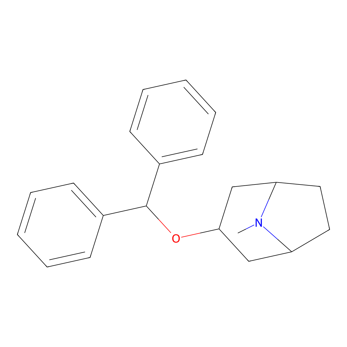 3-(Diphenylmethoxy)-8-methyl-8-azabicyclo(3.2.1)octane molecular structure, CAS 13050-78-7