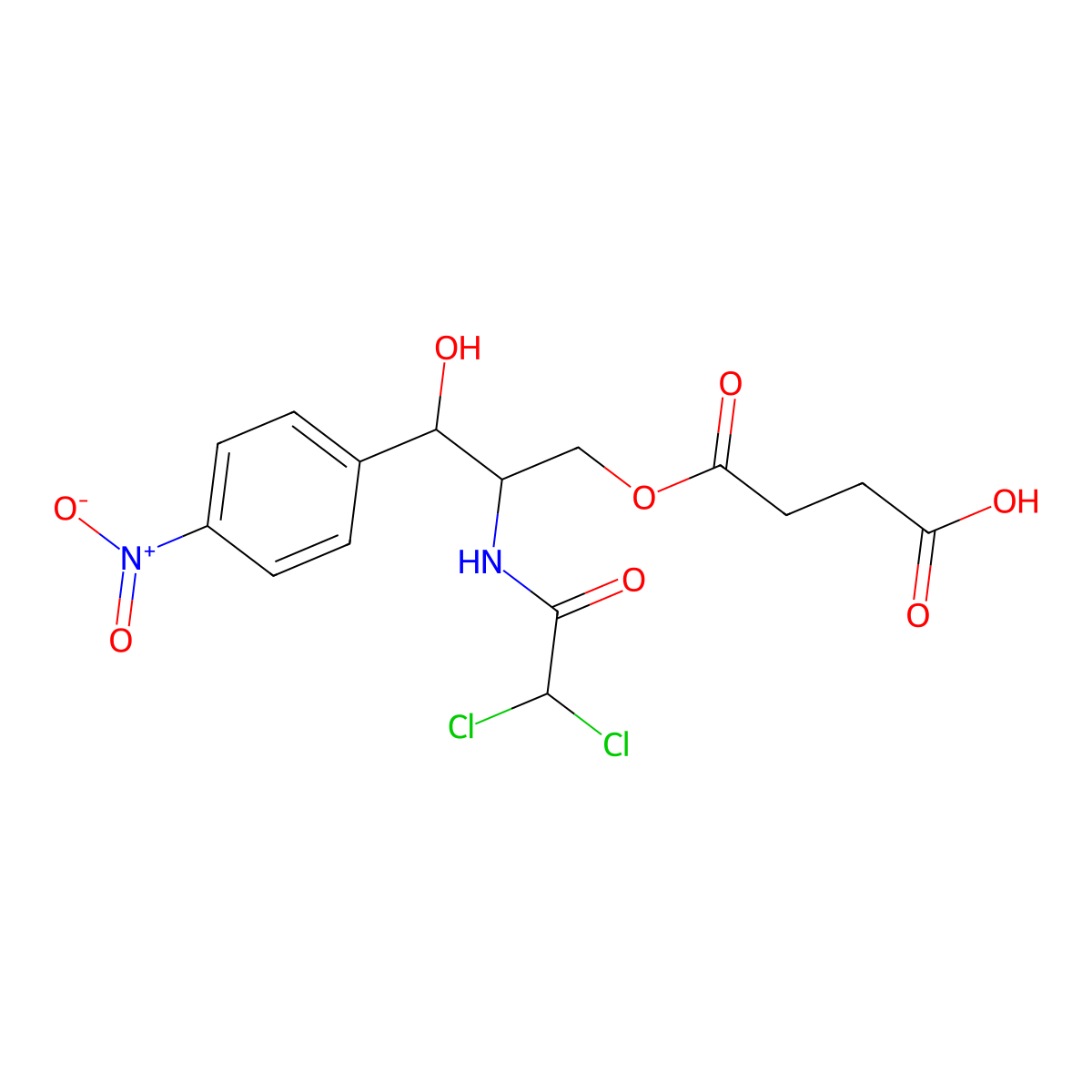 4-[2-[(Dichloroacetyl)amino]-3-hydroxy-3-(4-nitrophenyl)propoxy]-4-oxobutanoic acid molecular structure, CAS 13050-84-5