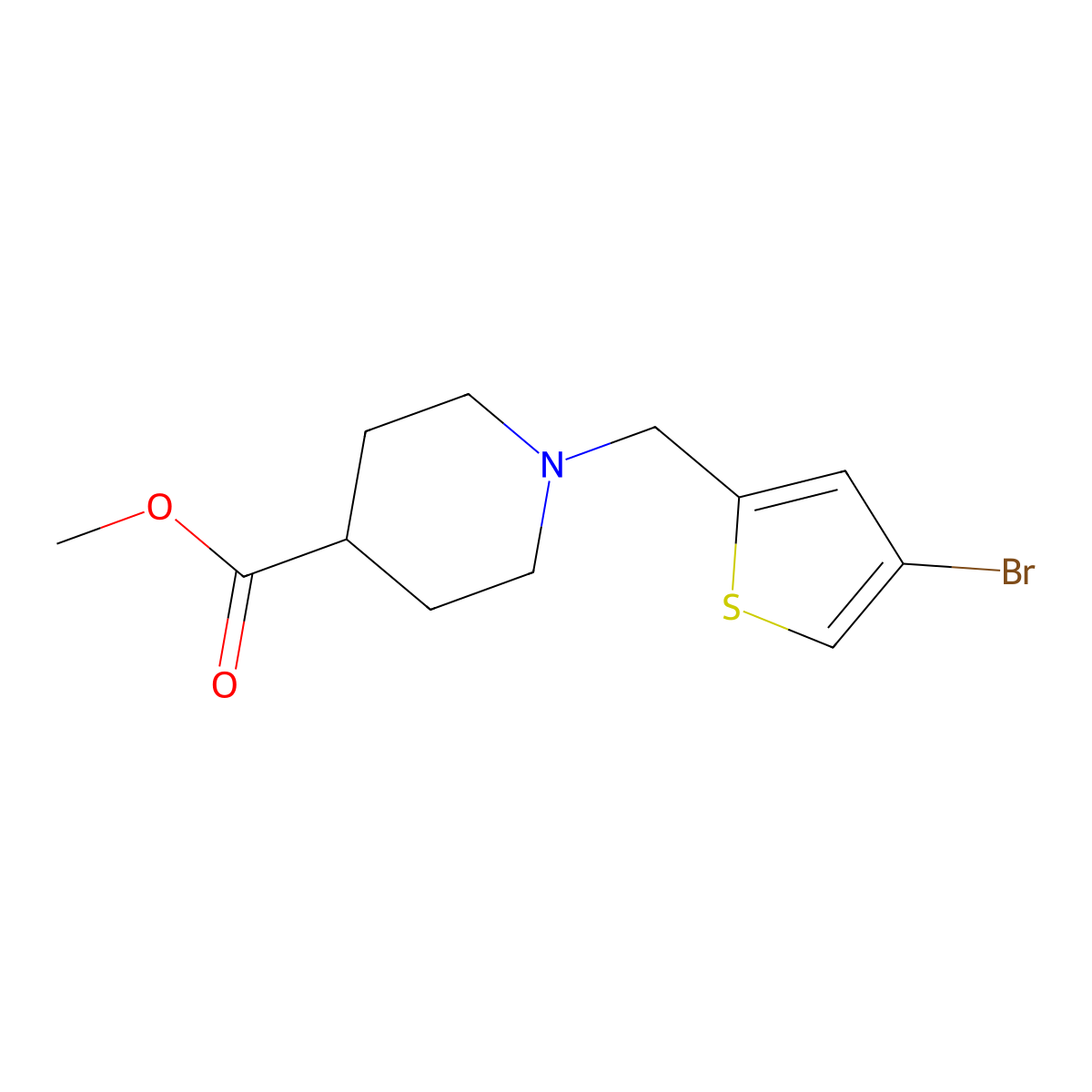 Methyl 1-[(4-bromothiophen-2-yl)methyl]piperidine-4-carboxylate molecular structure, CAS 1305046-45-0