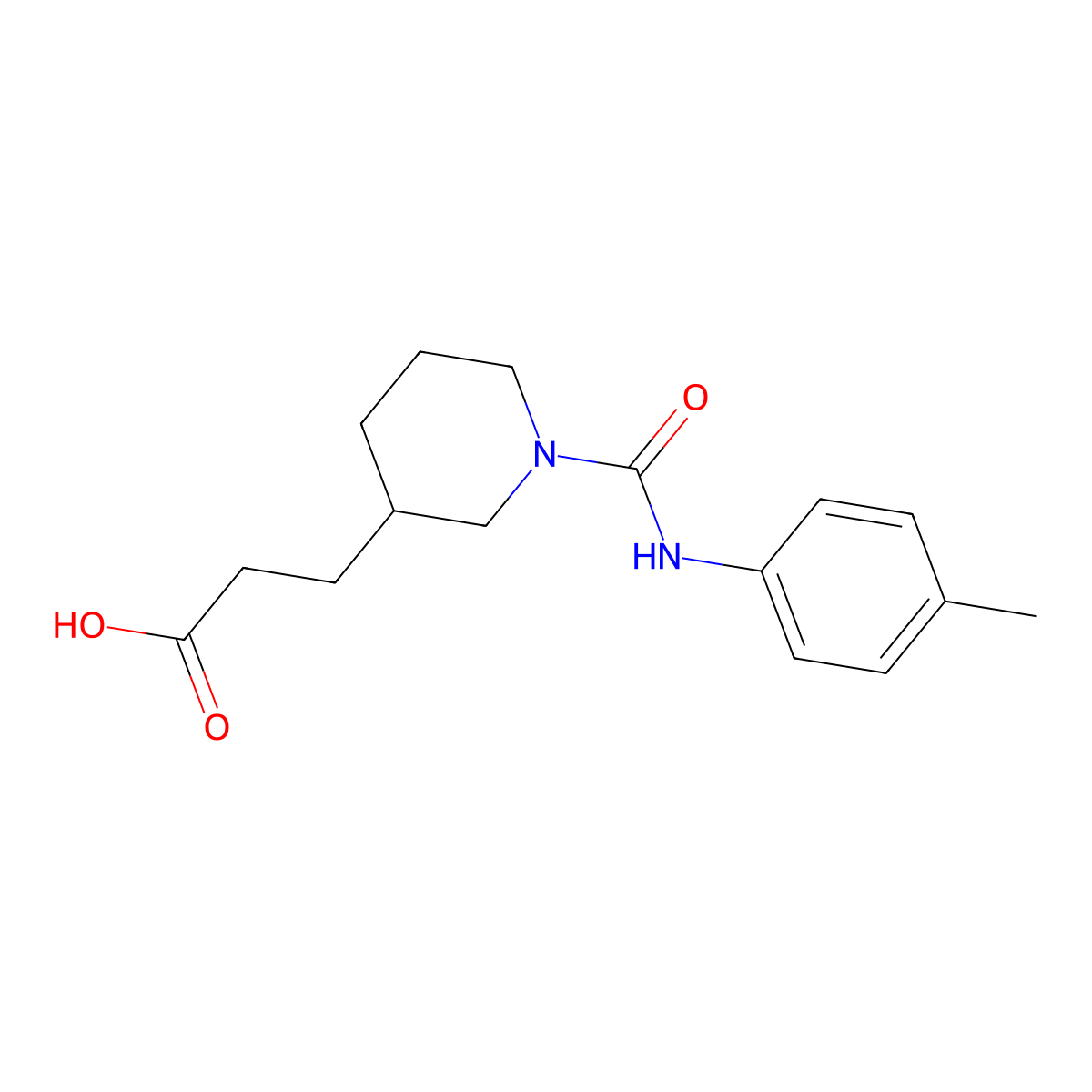3-[1-(4-Toluidinocarbonyl)-3-piperidyl]propanoic acid molecular structure, CAS 1305198-84-8