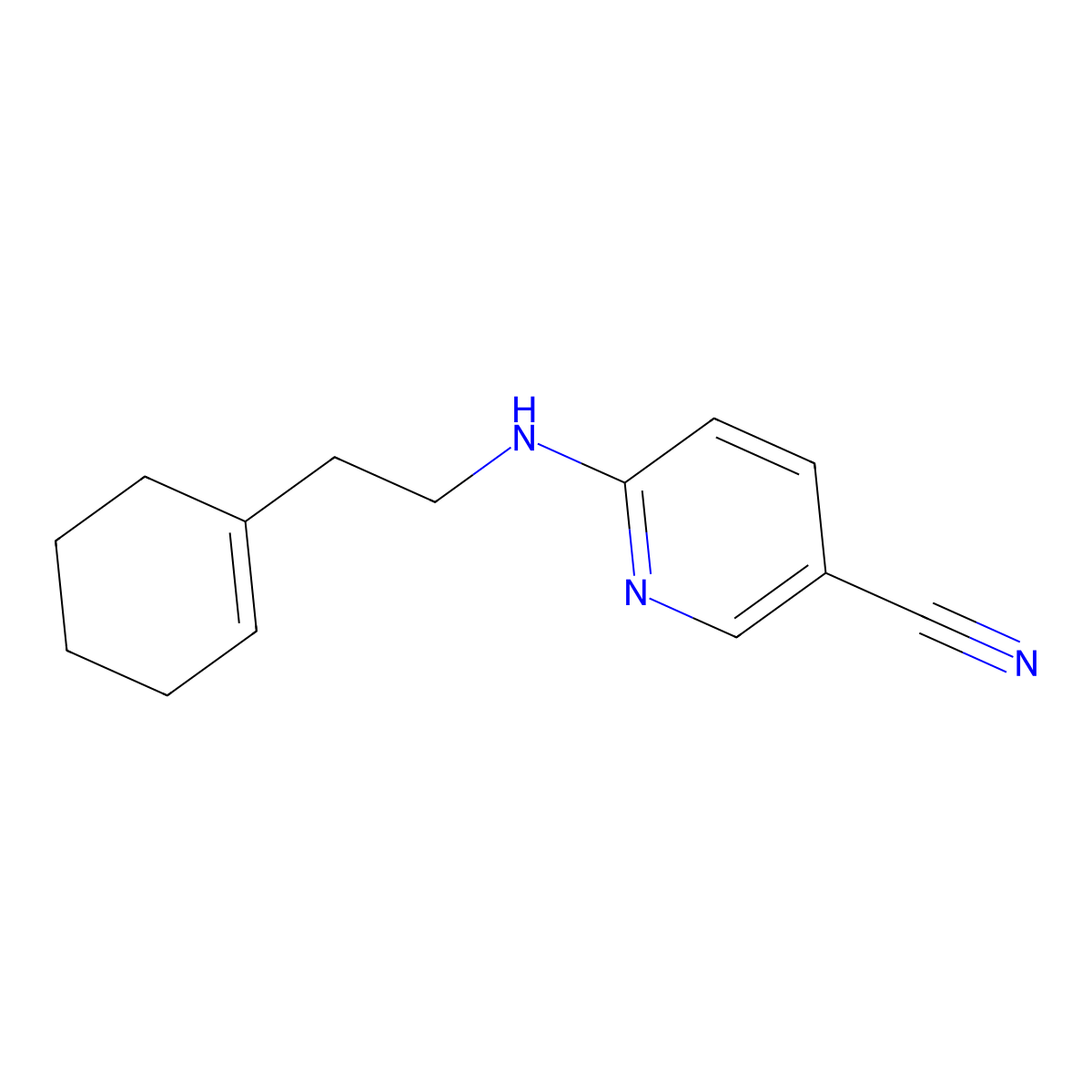 6-{[2-(Cyclohex-1-en-1-yl)ethyl]amino}pyridine-3-carbonitrile molecular structure, CAS 1305205-34-8