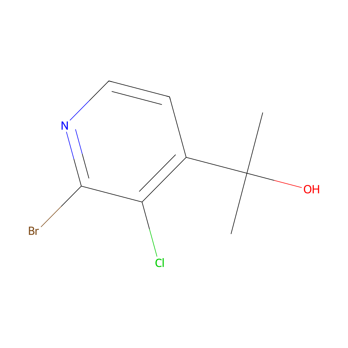2-Bromo-3-chloro-alpha,alpha-dimethyl-4-pyridinemethanol molecular structure, CAS 1305207-60-6