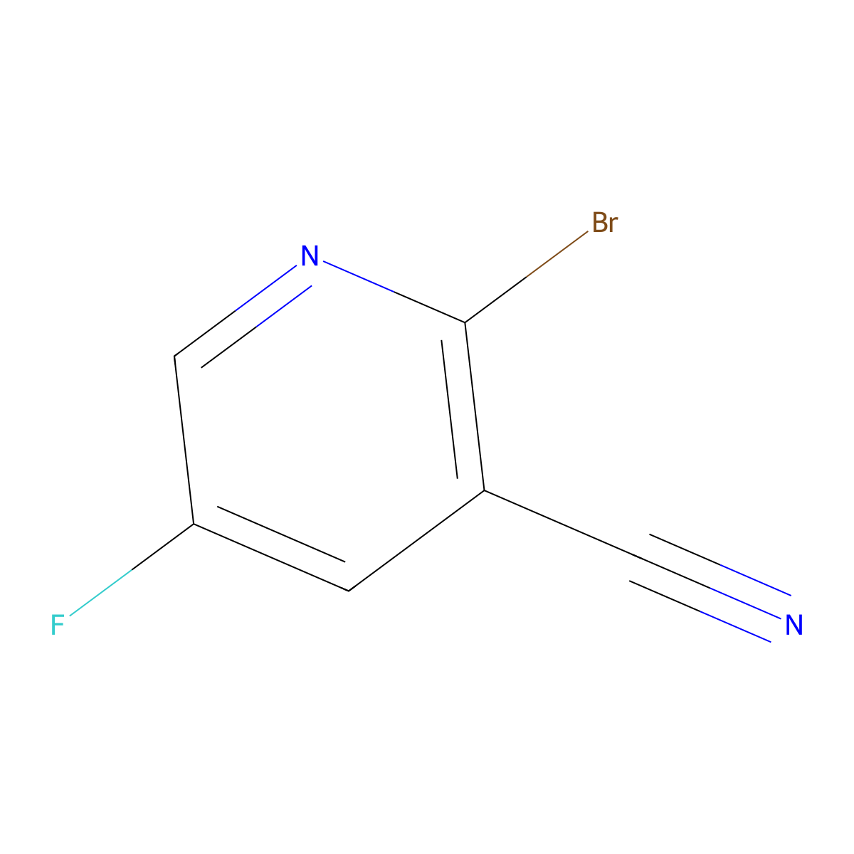 2-Bromo-5-fluoronicotinonitrile molecular structure, CAS 1305208-36-9