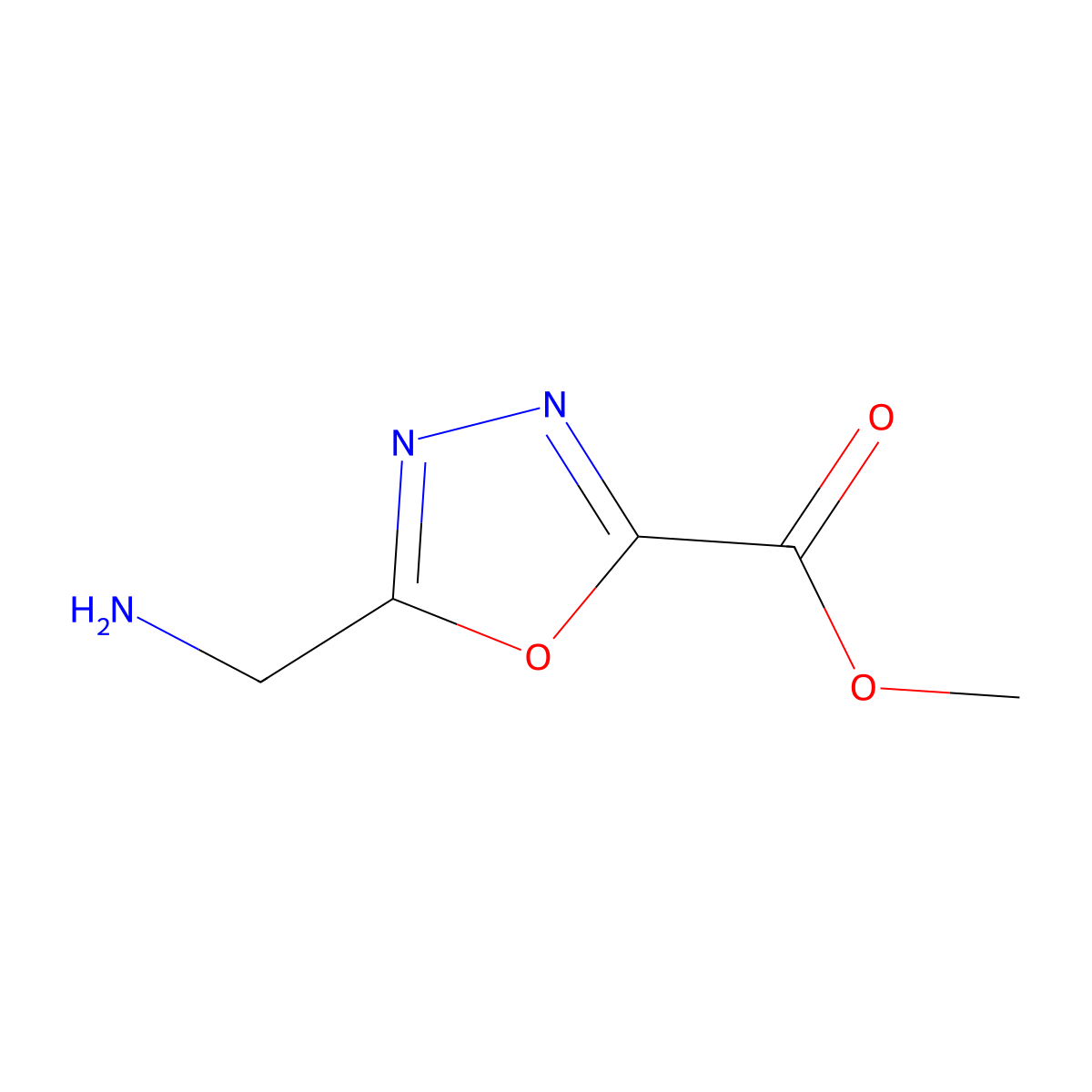 Methyl 5-(aminomethyl)-1,3,4-oxadiazole-2-carboxylate molecular structure, CAS 1305208-49-4