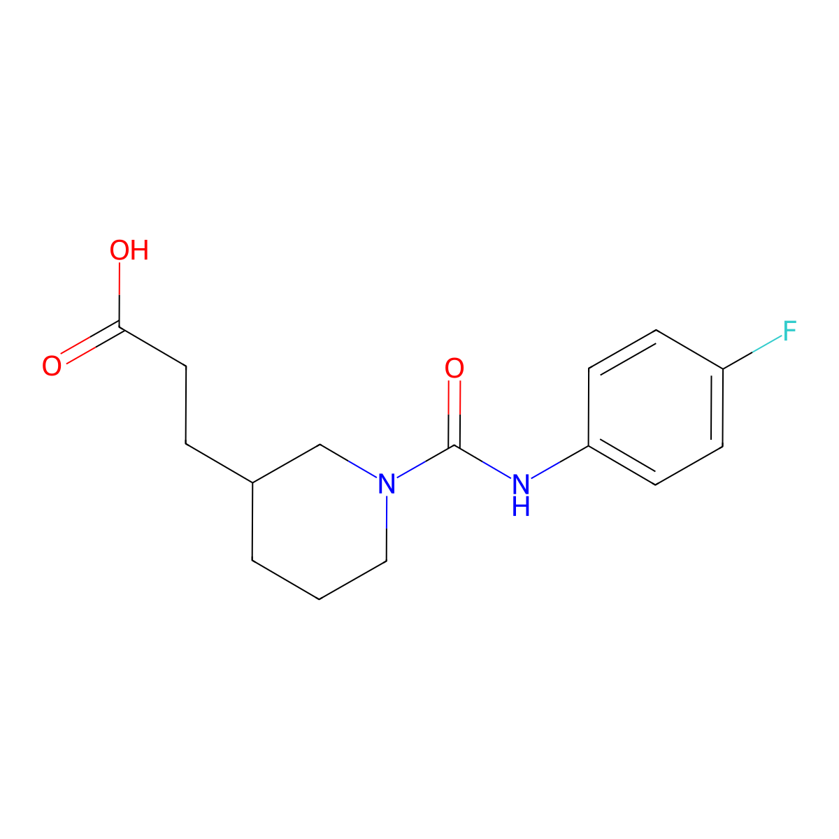 3-{1-[(4-Fluoroanilino)carbonyl]-3-piperidyl}propanoic acid molecular structure, CAS 1305236-80-9