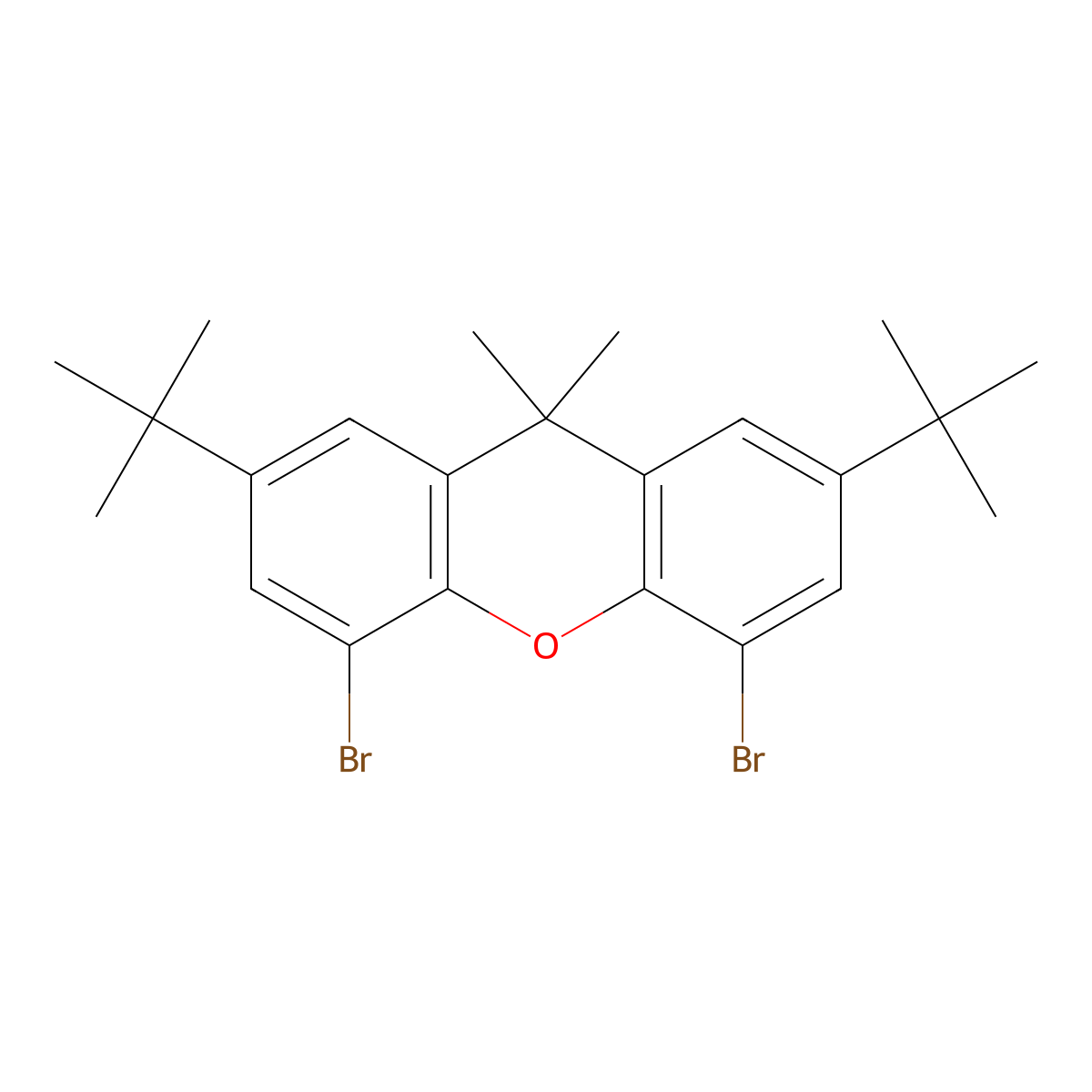4,5-Dibromo-2,7-bis(1,1-dimethylethyl)-9,9-dimethyl-9H-xanthene molecular structure, CAS 130525-43-8