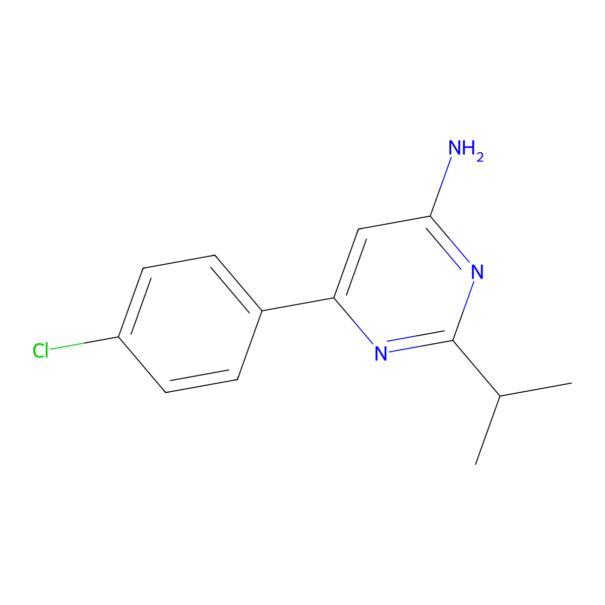 4-Amino-6-(4-chlorophenyl)-2-(iso-propyl)pyrimidine molecular structure, CAS 1305256-76-1