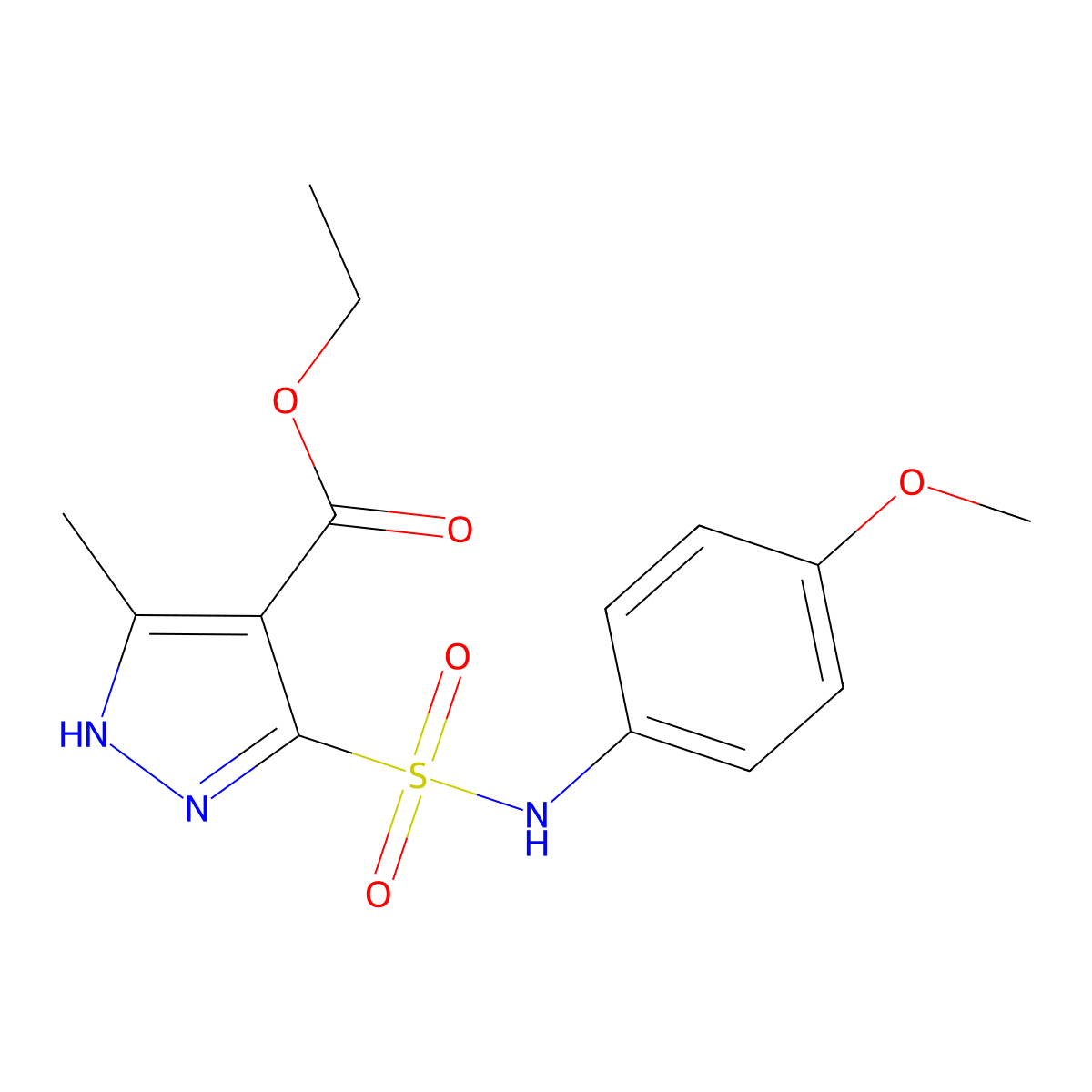 ethyl 5-(N-(4-methoxyphenyl)sulfamoyl)-3-methyl-1H-pyrazole-4-carboxylate molecular structure, CAS 1305272-86-9