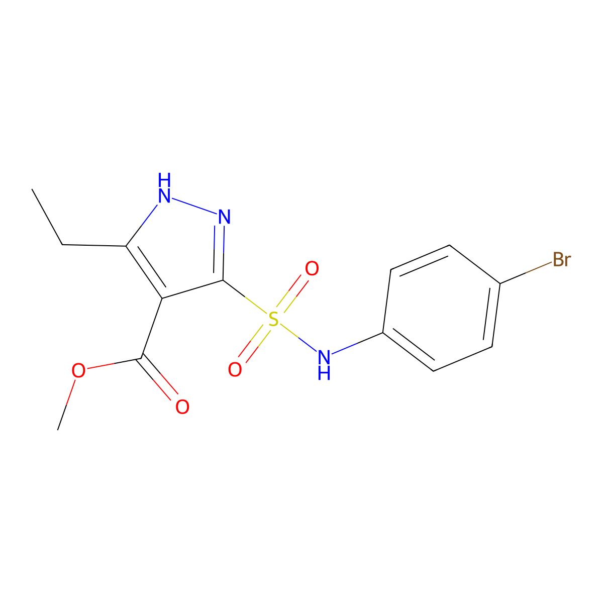 methyl 5-(N-(4-bromophenyl)sulfamoyl)-3-ethyl-1H-pyrazole-4-carboxylate molecular structure, CAS 1305273-11-3