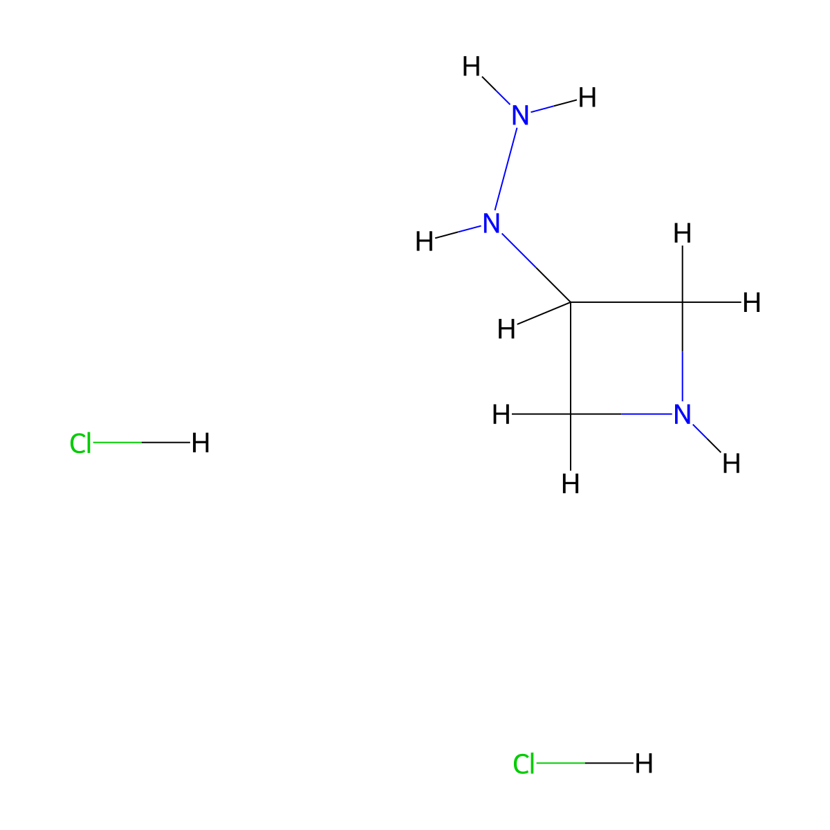 3-Hydrazinylazetidine dihydrochloride molecular structure, CAS 1305282-79-4