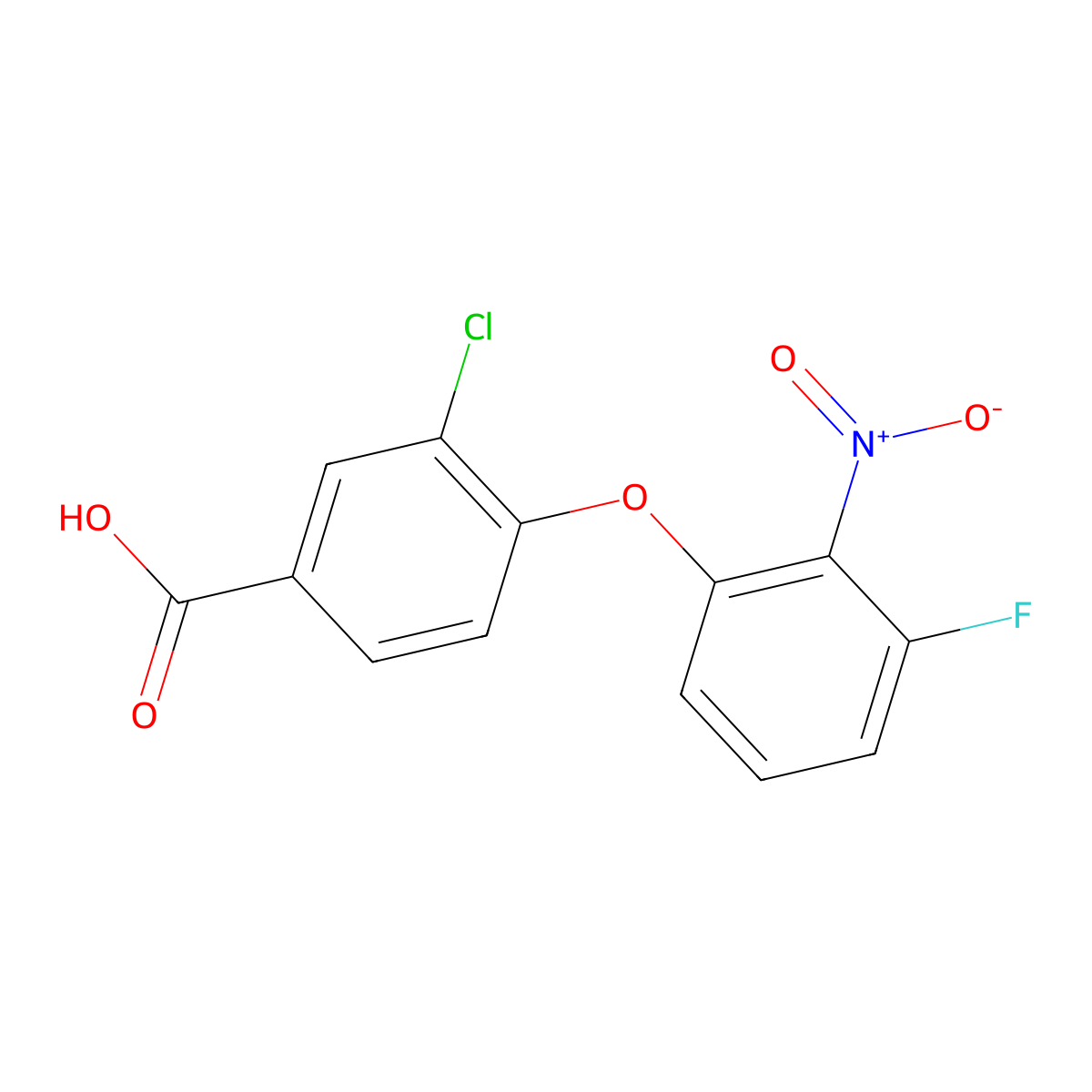 3-Chloro-4-(3-fluoro-2-nitrophenoxy)benzoic acid molecular structure, CAS 1305288-69-0