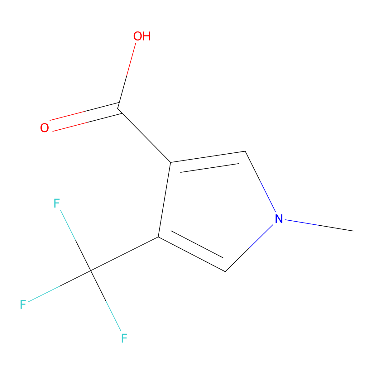 1-methyl-4-(trifluoromethyl)-1H-pyrrole-3-carboxylic acid molecular structure, CAS 130530-01-7