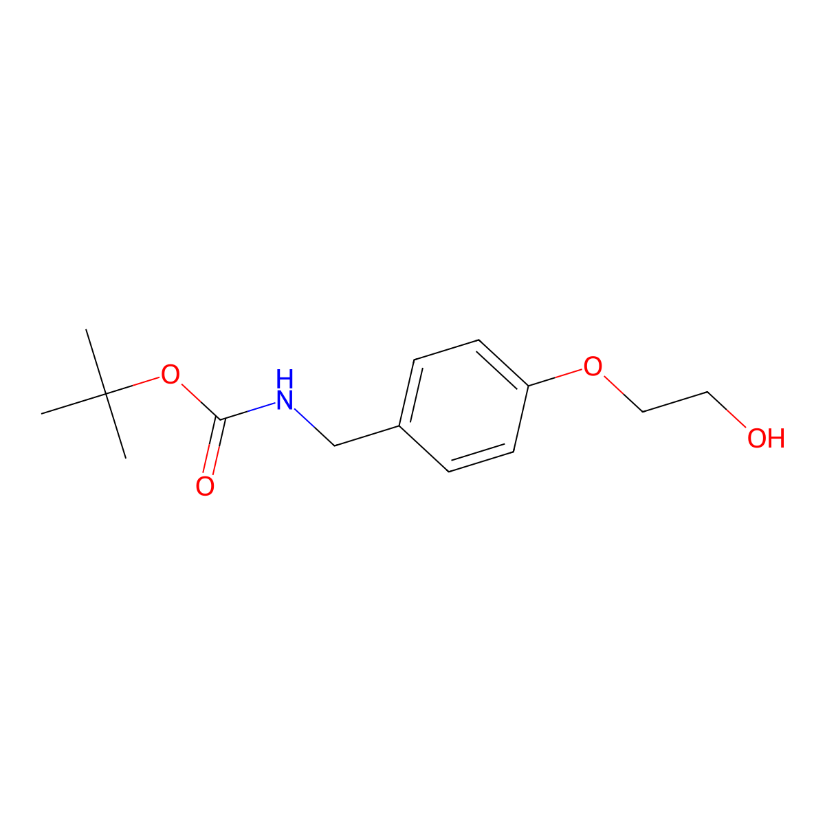 tert-butyl N-{[4-(2-hydroxyethoxy)phenyl]methyl}carbamate molecular structure, CAS 1305316-95-3