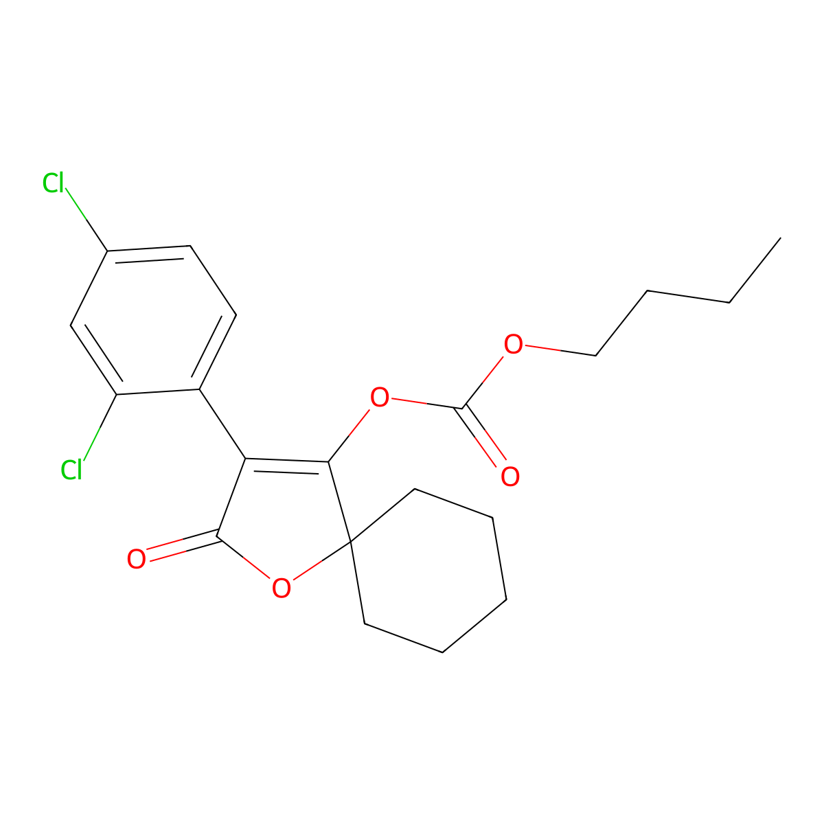 Butyl (3-(2,4-dichlorophenyl)-2-oxo-1-oxaspiro(4.5)dec-3-en-4-yl) carbonate molecular structure, CAS 1305319-70-3