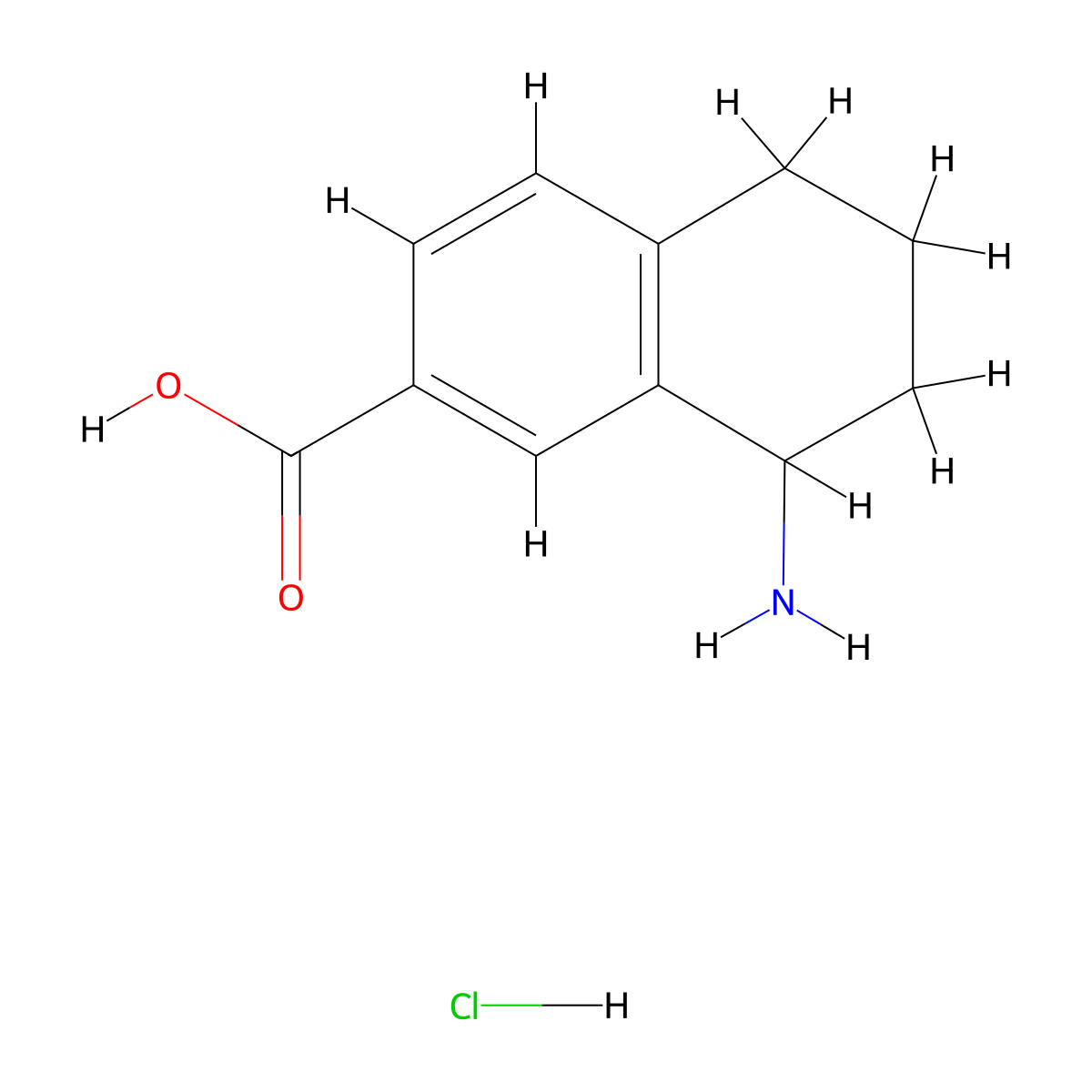8-Amino-5,6,7,8-tetrahydronaphthalene-2-carboxylic acid hydrochloride molecular structure, CAS 130532-64-8
