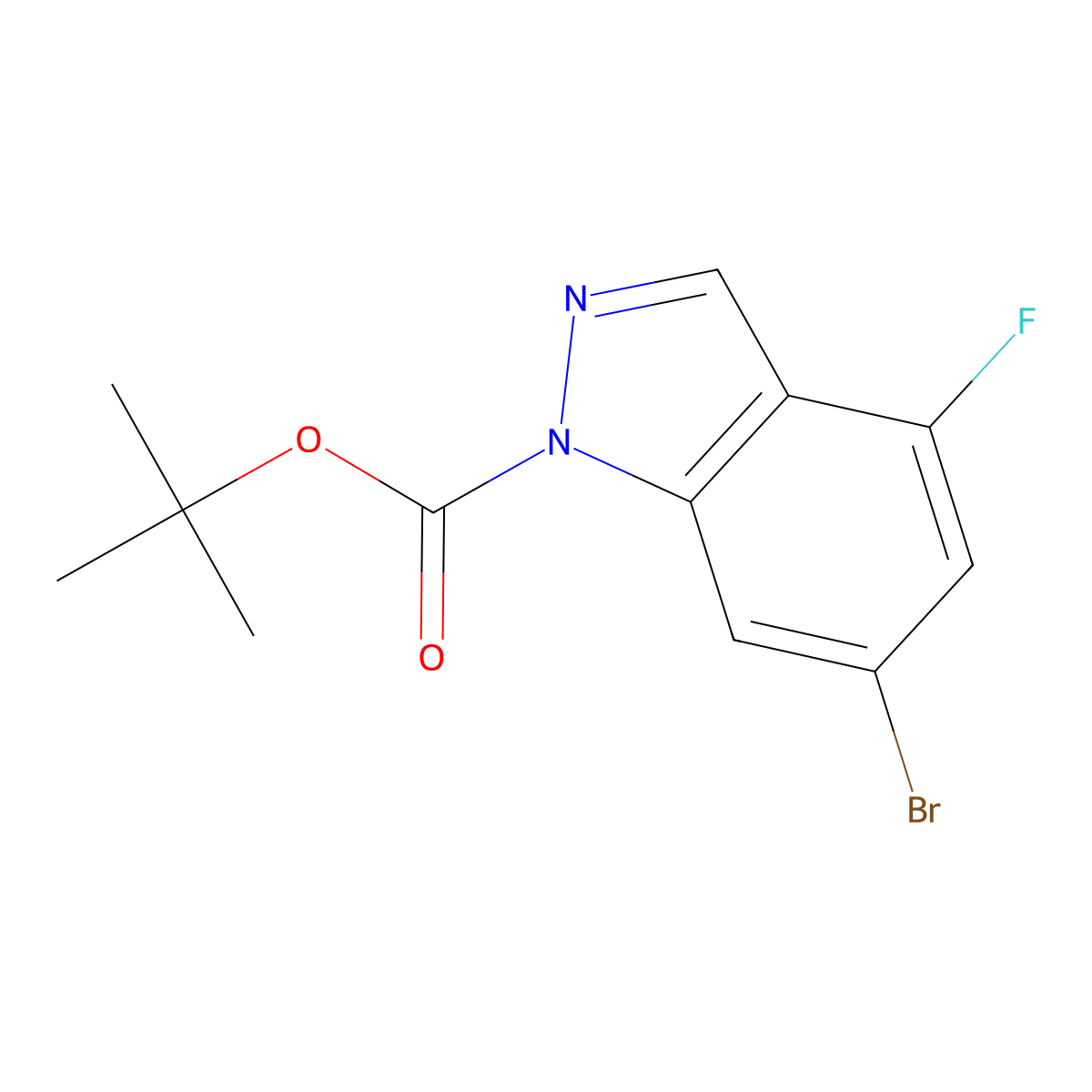 tert-Butyl 6-bromo-4-fluoro-1H-indazole-1-carboxylate molecular structure, CAS 1305320-58-4