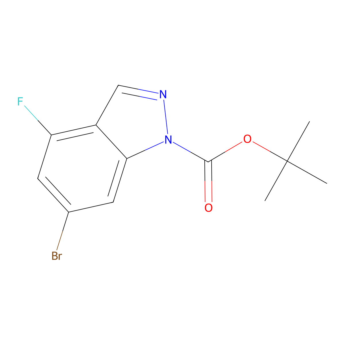 tert-Butyl 6-bromo-4-fluoro-1H-indazole-1-carboxylate molecular structure, CAS 1305320-58-4