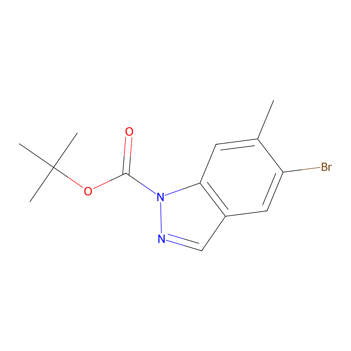 Tert-butyl 5-bromo-6-methyl-1H-indazole-1-carboxylate molecular structure, CAS 1305320-67-5