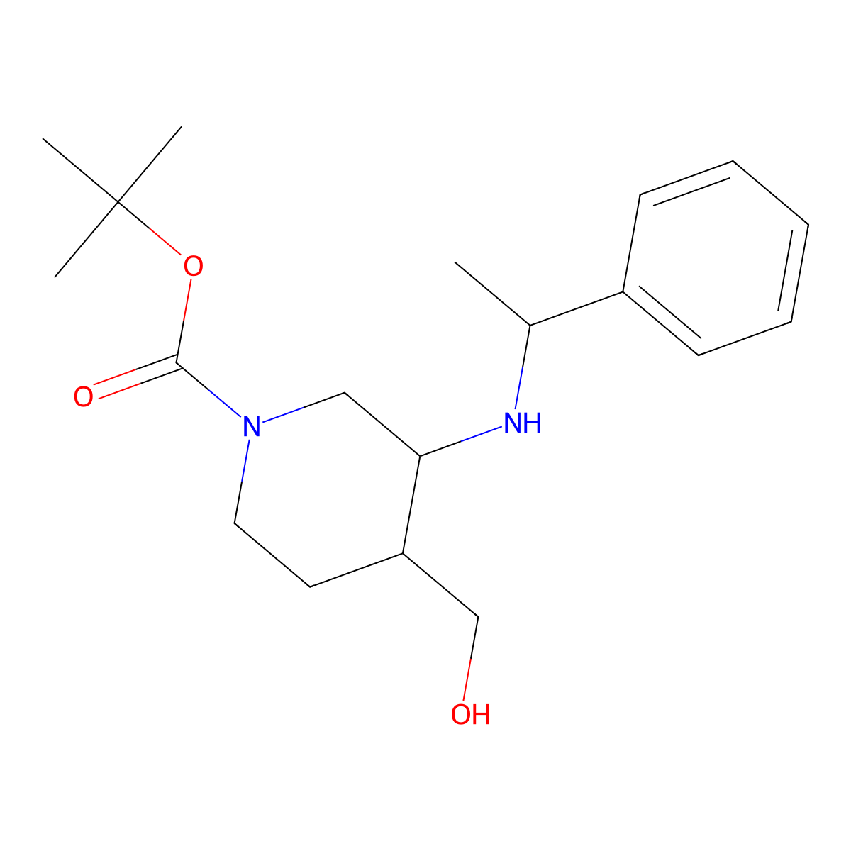 1-Boc-3-(1-phenylethylamino)-4-piperidinemethanol molecular structure, CAS 1305320-69-7
