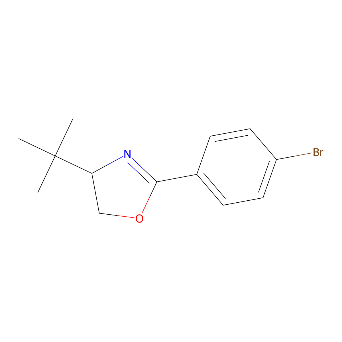 (S)-2-(4-Bromophenyl)-4-t-butyl-4,5-dihydrooxazole molecular structure, CAS 1305322-94-4