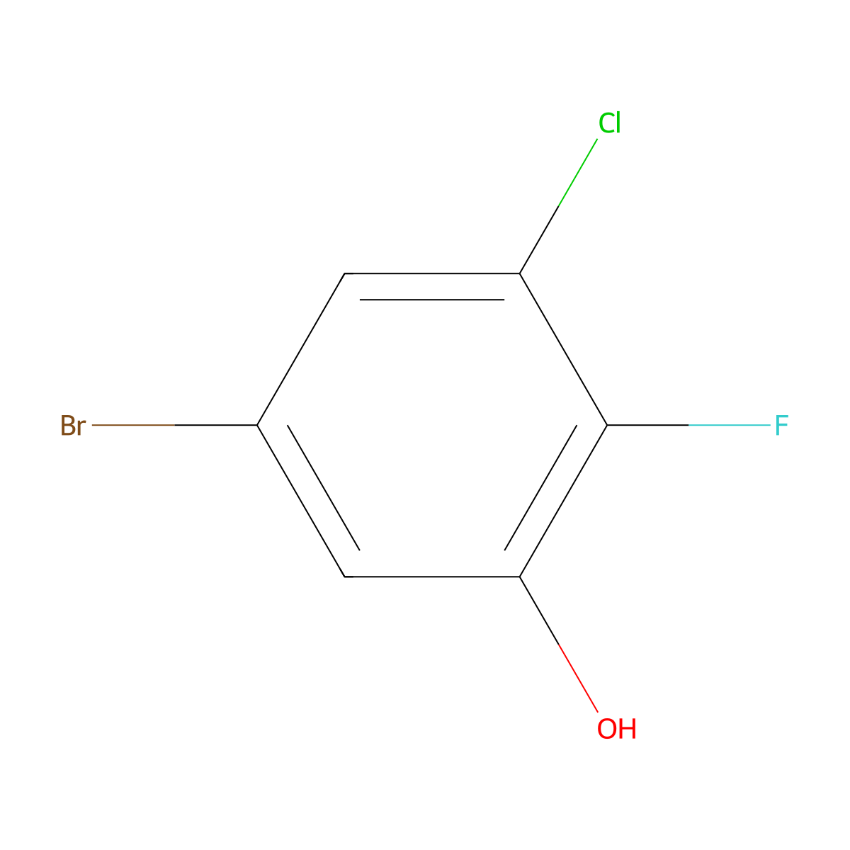 5-Bromo-3-chloro-2-fluorophenol molecular structure, CAS 1305322-97-7