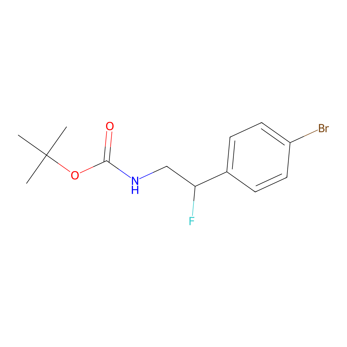 tert-butyl N-[2-(4-bromophenyl)-2-fluoroethyl]carbamate molecular structure, CAS 1305323-15-2