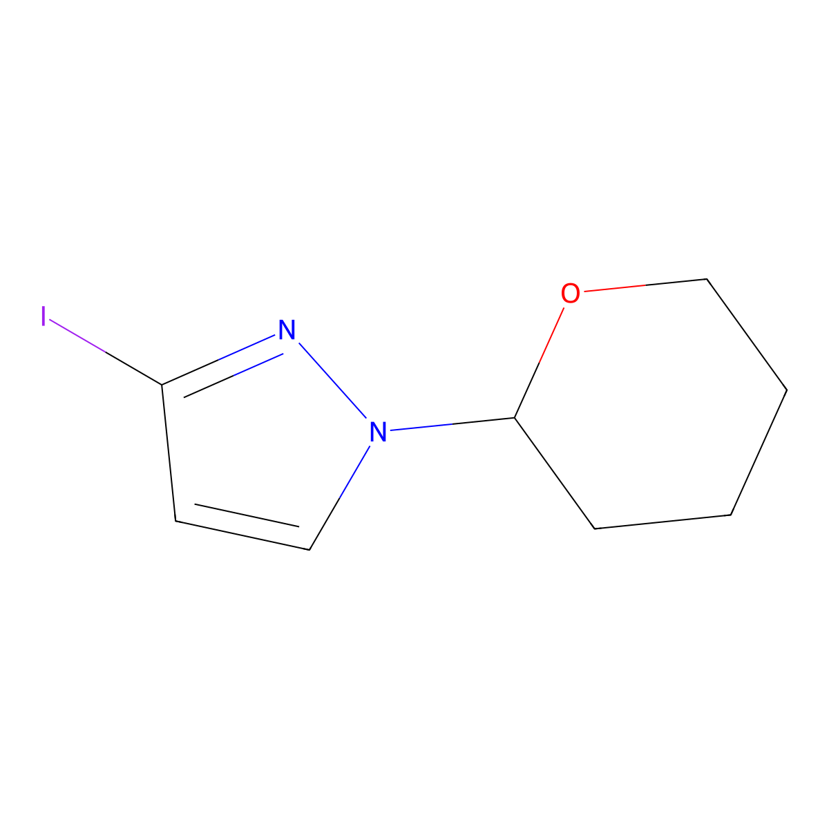 3-Iodo-1-(oxan-2-yl)pyrazole molecular structure, CAS 1305323-24-3