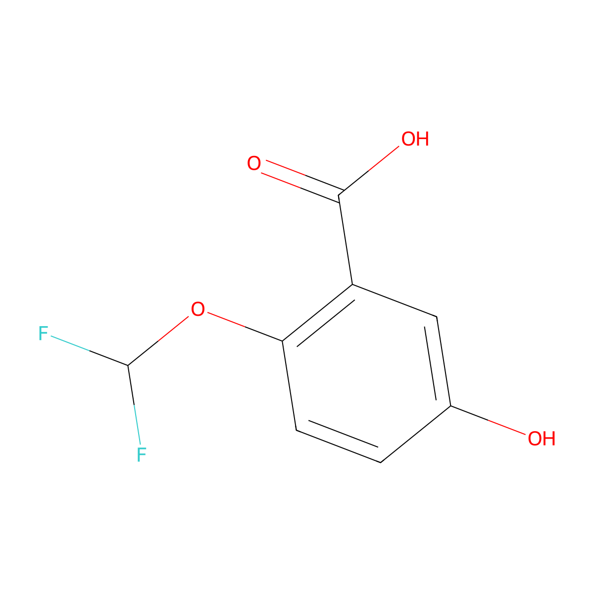 2-(Difluoromethoxy)-5-hydroxybenzoic acid molecular structure, CAS 1305323-76-5
