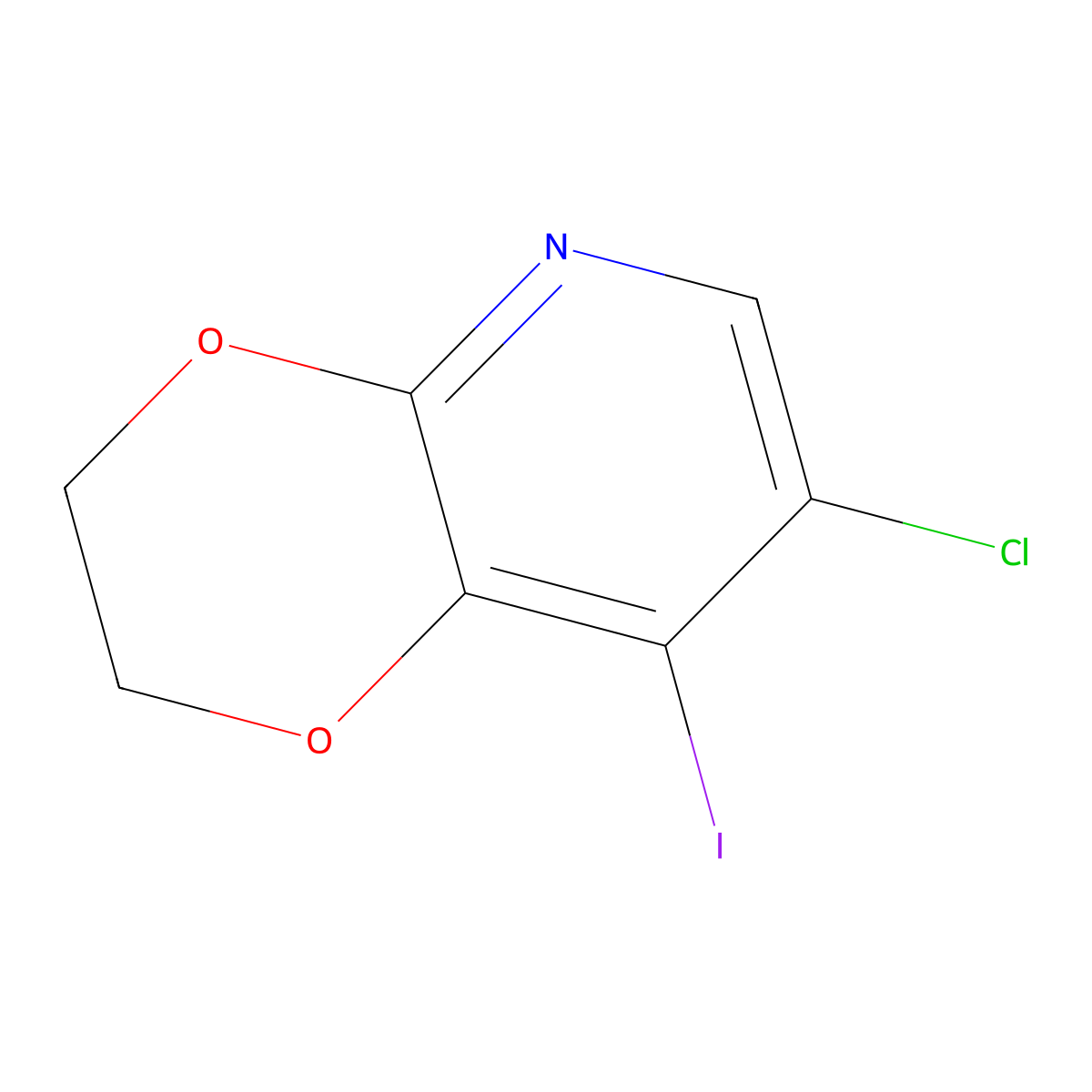 7-Chloro-8-iodo-2,3-dihydro-[1,4]dioxino[2,3-b]pyridine molecular structure, CAS 1305324-52-0