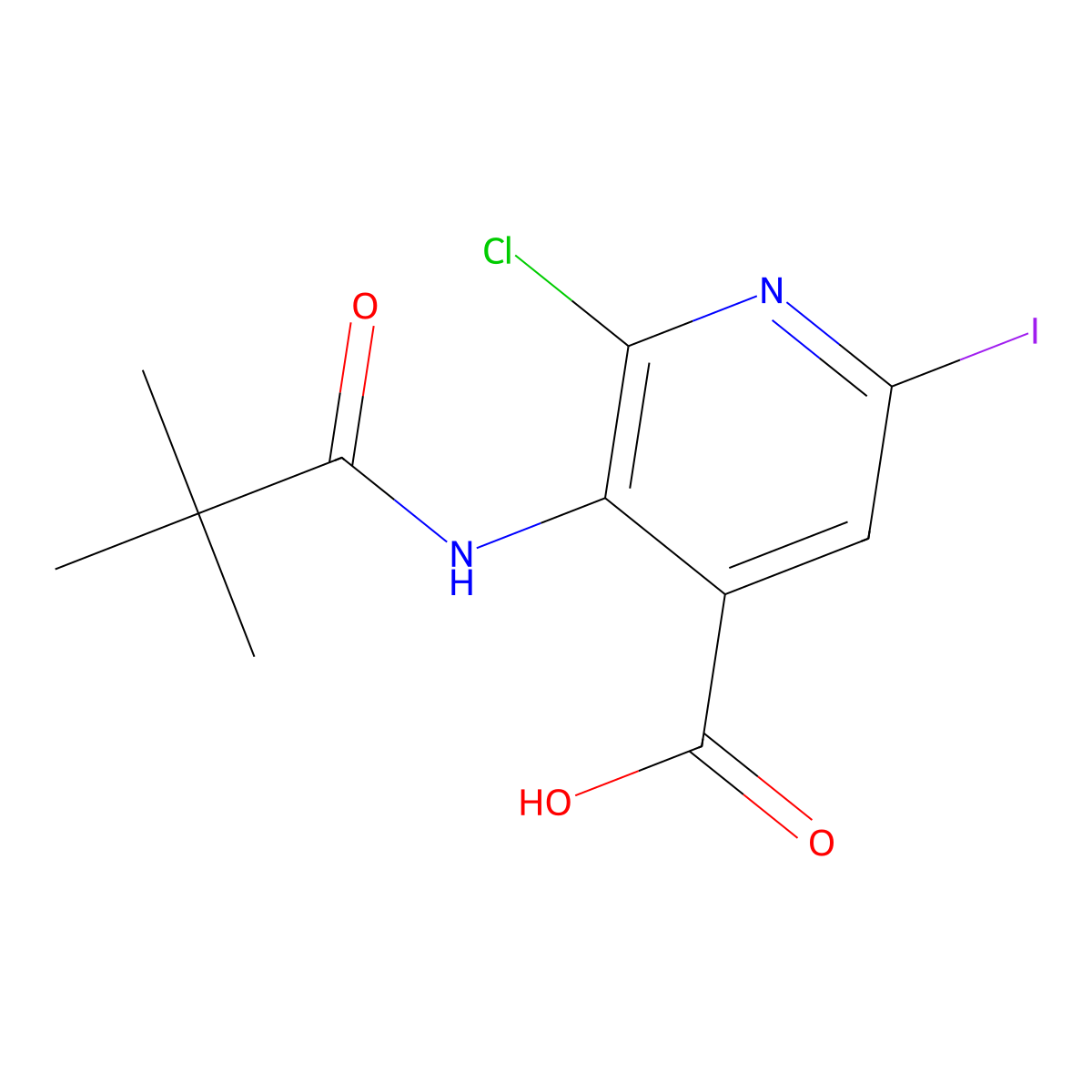 2-Chloro-6-iodo-3-pivalamidoisonicotinic acid molecular structure, CAS 1305324-54-2