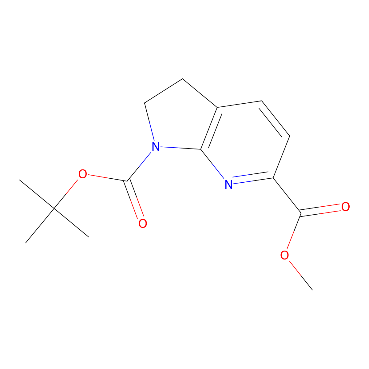 1-tert-Butyl 6-methyl 2,3-dihydro-1H-pyrrolo[2,3-b]pyridine-1,6-dicarboxylate molecular structure, CAS 1305324-57-5