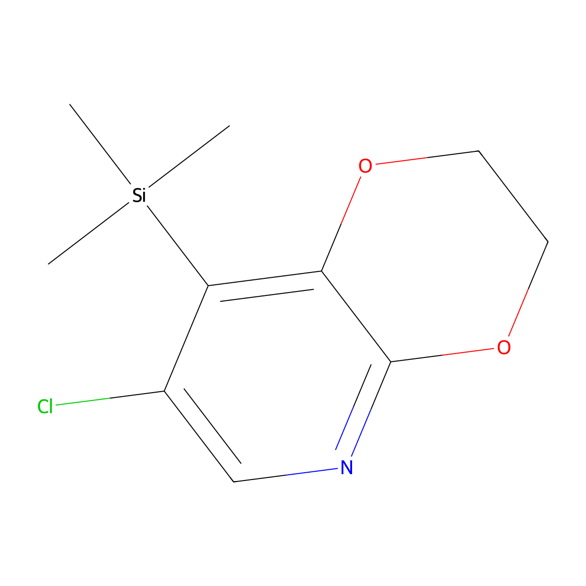 7-Chloro-8-(trimethylsilyl)-2,3-dihydro-[1,4]dioxino[2,3-b]pyridine molecular structure, CAS 1305324-58-6