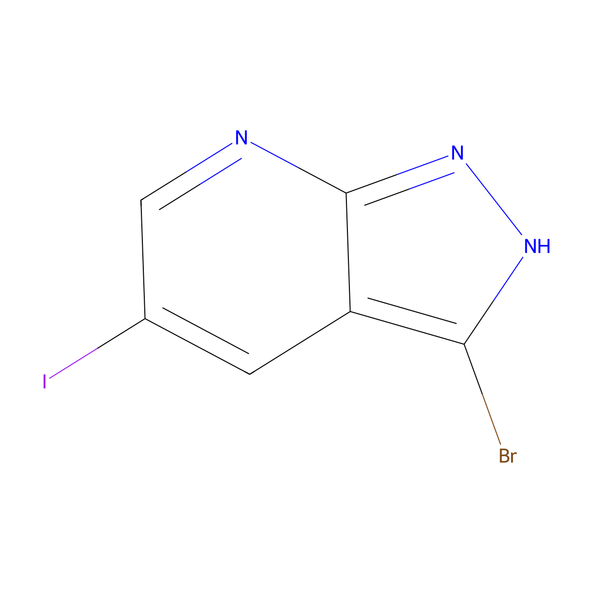3-bromo-5-iodo-1H-pyrazolo[3,4-b]pyridine molecular structure, CAS 1305324-61-1