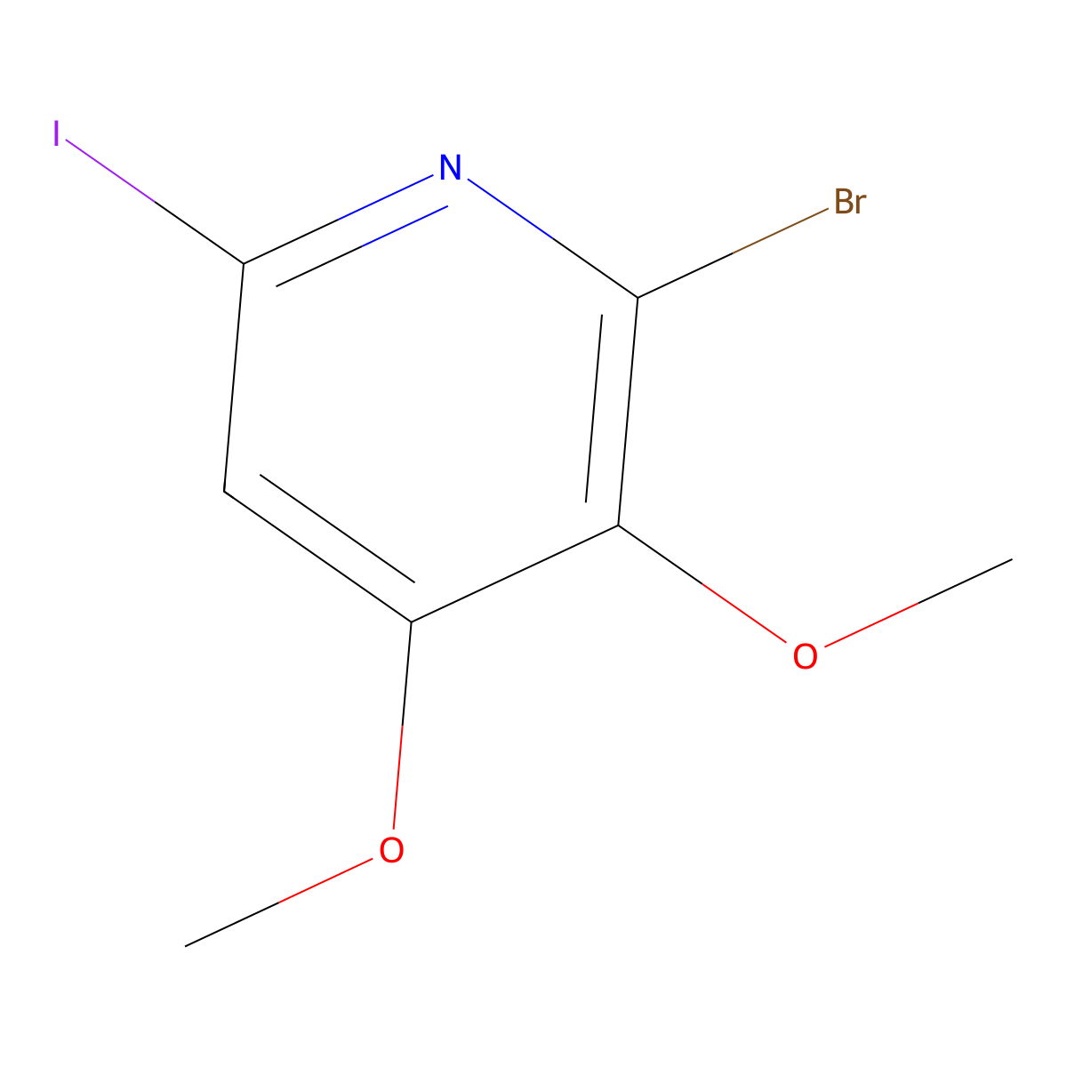2-Bromo-6-iodo-3,4-dimethoxypyridine molecular structure, CAS 1305324-63-3