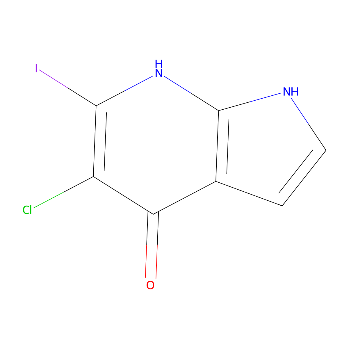 5-chloro-6-iodo-1H-pyrrolo[2,3-b]pyridin-4-ol molecular structure, CAS 1305324-65-5