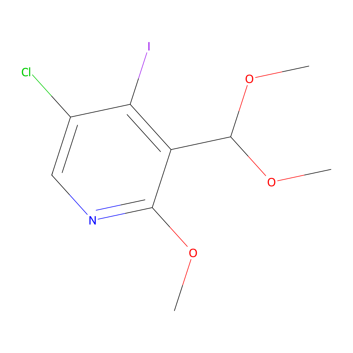 5-Chloro-3-(dimethoxymethyl)-4-iodo-2-methoxypyridine molecular structure, CAS 1305324-67-7