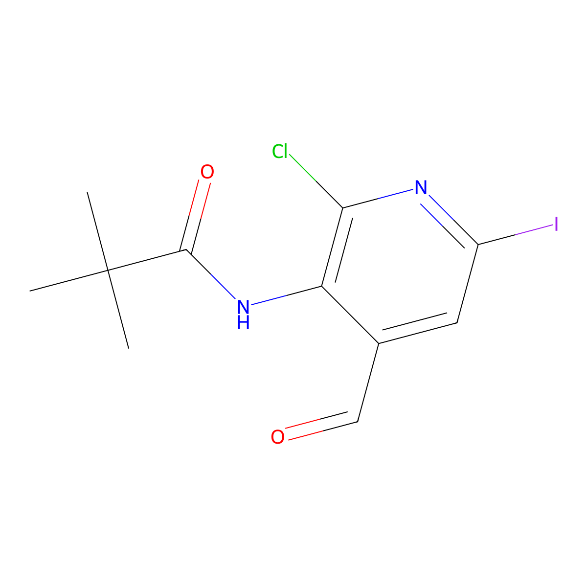 N-(2-Chloro-4-formyl-6-iodopyridin-3-yl)pivalamide molecular structure, CAS 1305324-69-9