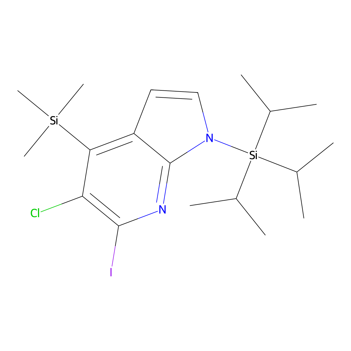 5-Chloro-6-iodo-1-(triisopropylsilyl)-4-(trimethylsilyl)-1H-pyrrolo[2,3-b]pyridine molecular structure, CAS 1305324-71-3